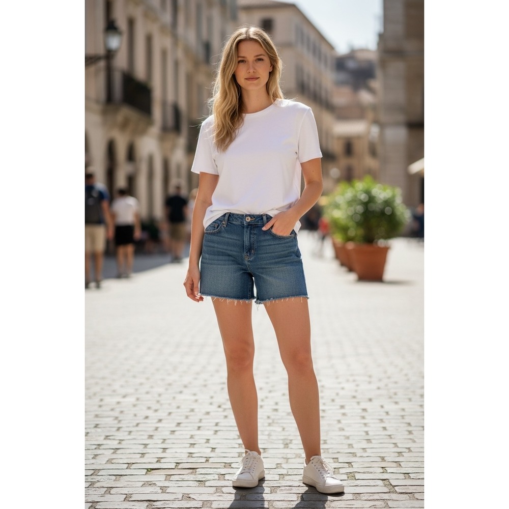 Old Navy Dark Blue Jean Shorts with Frayed Hem